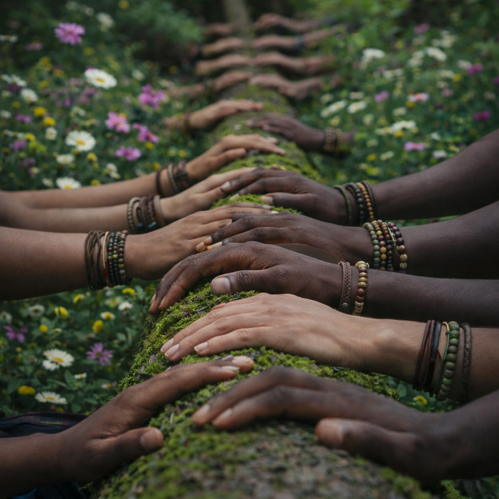 Musicians guiding a calming group performance for community wellbeing