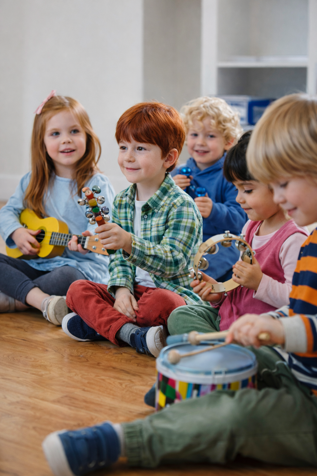 Parents and toddlers moving to lively music in Groove Grove